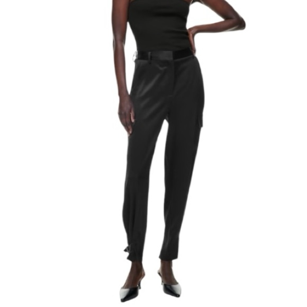 Aritzia Babaton Refined Satin Cargo Pant in Black